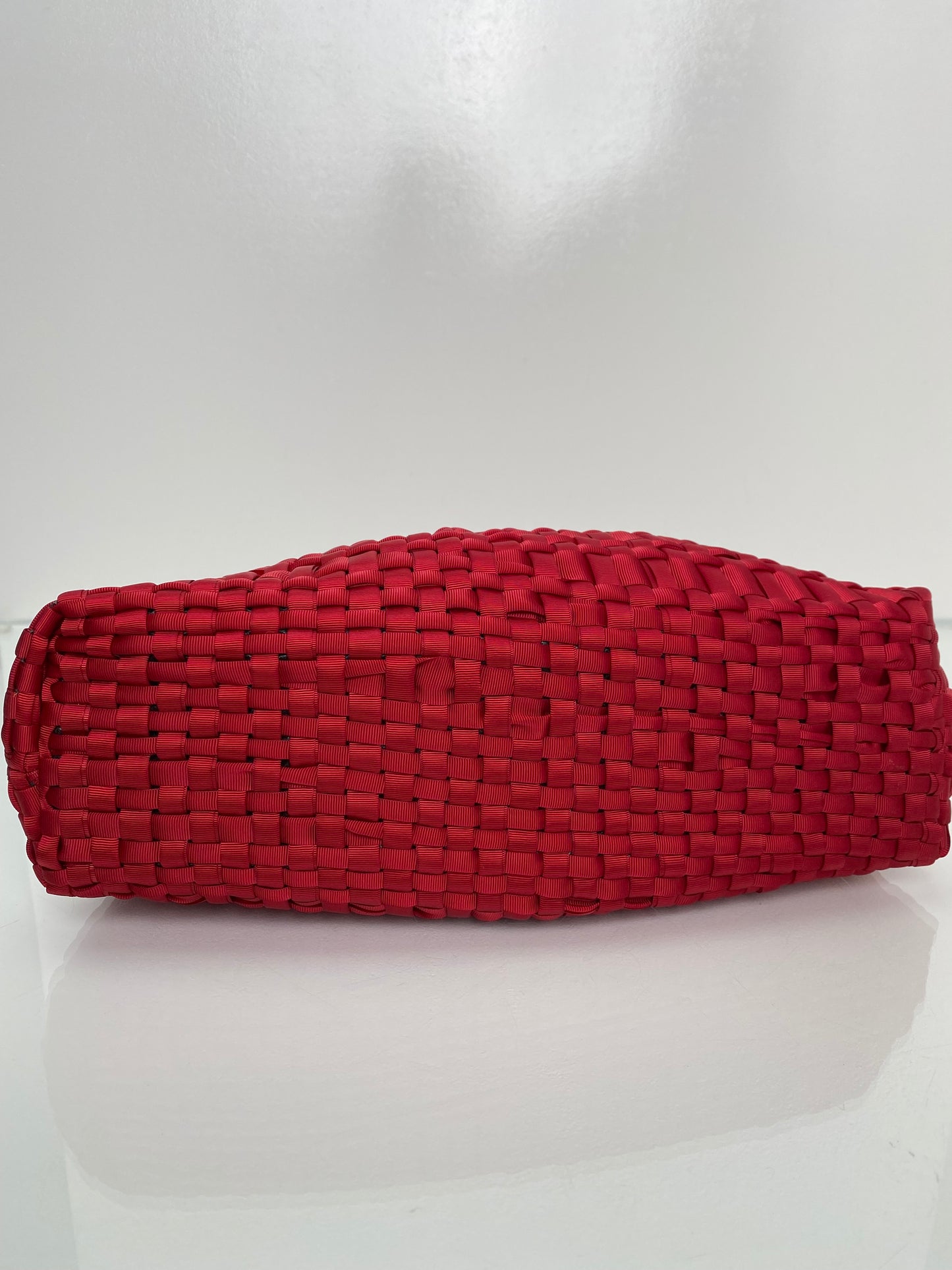 Maria La Rosa Red Woven Clutch