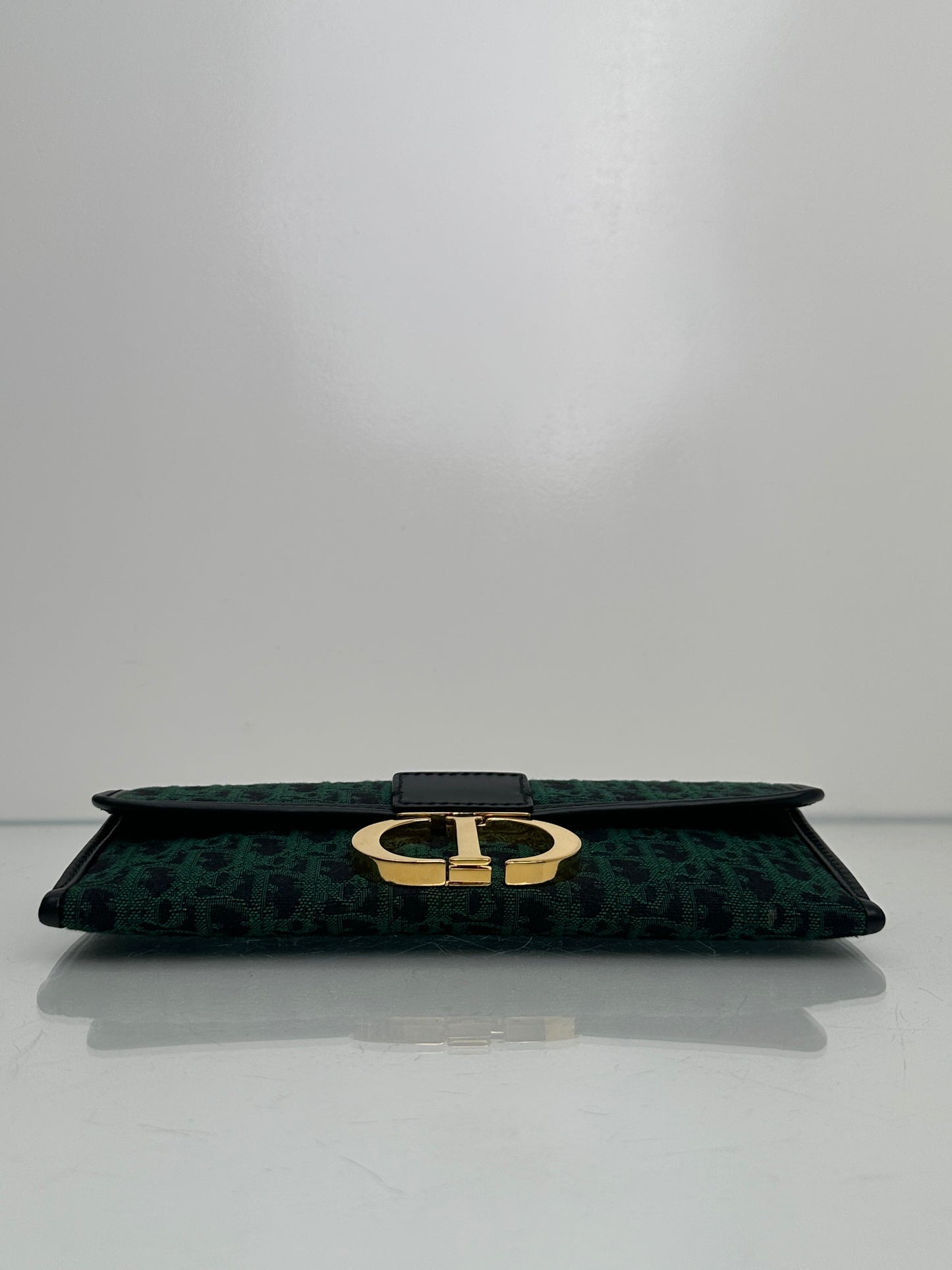 Dior 30 Montaigne Green Jacquard Logo Convertible Clutch with Chain GHW