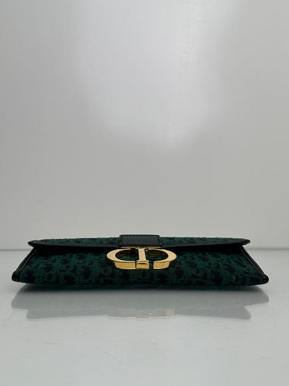 Dior 30 Montaigne Green Jacquard Logo Convertible Clutch with Chain GHW