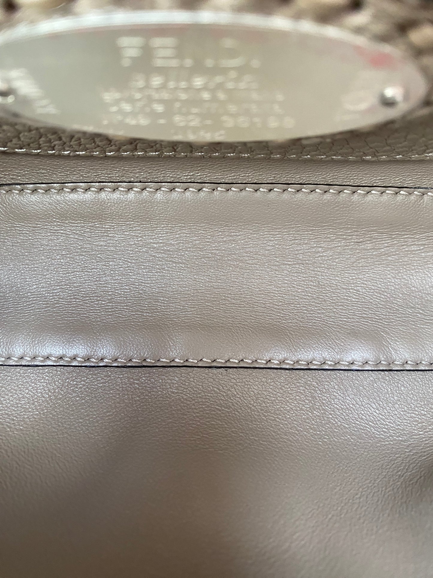 Fendi Dove Grey Selleria Baguette Mini Bag SHW