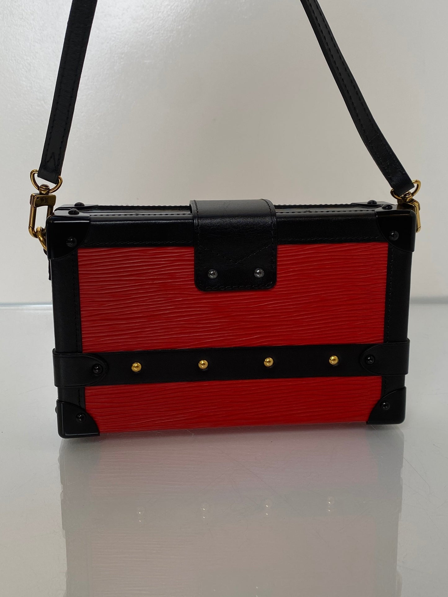 Louis Vuitton Red Epi and Black Petite Malle Trunk Crossbody Bag GHW