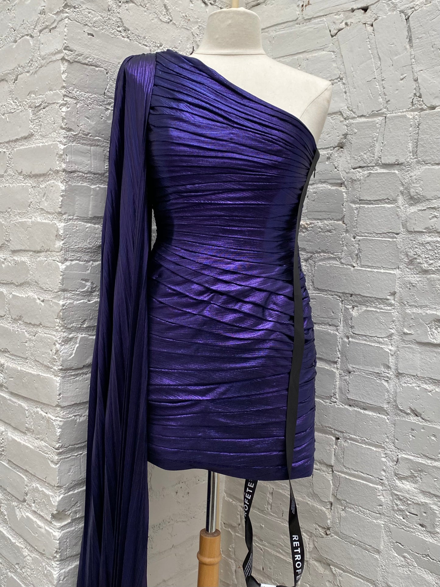 Retrofete Purple Metallic Karena Dress, M