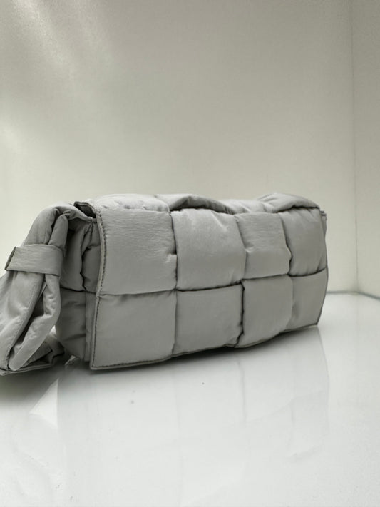 Bottega Veneta Light Grey Nylon Padded Cassette Bag
