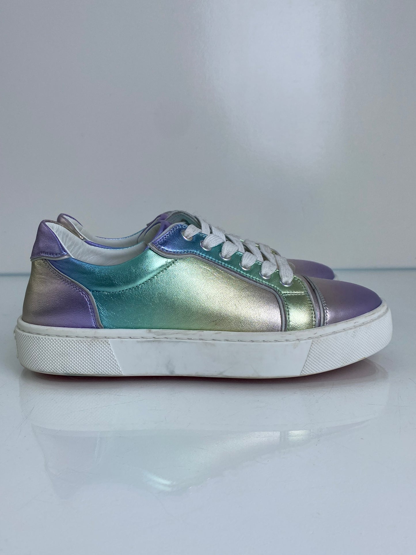 Christian Louboutin Green & Purple Metallic Vieririssima Sneakers, 39.5