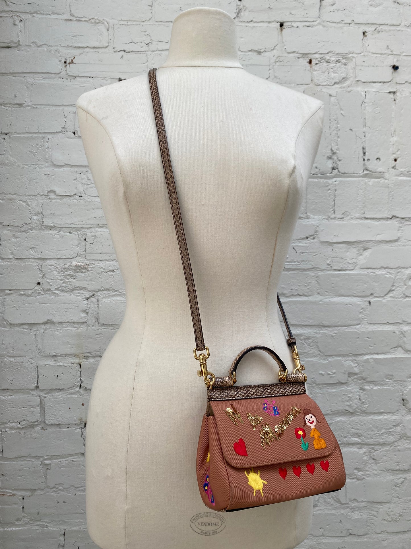 Dolce & Gabbana Nude & Multicolor Se La Mamma Piu Bella Del Mondo Miss Sicily Bag GHW