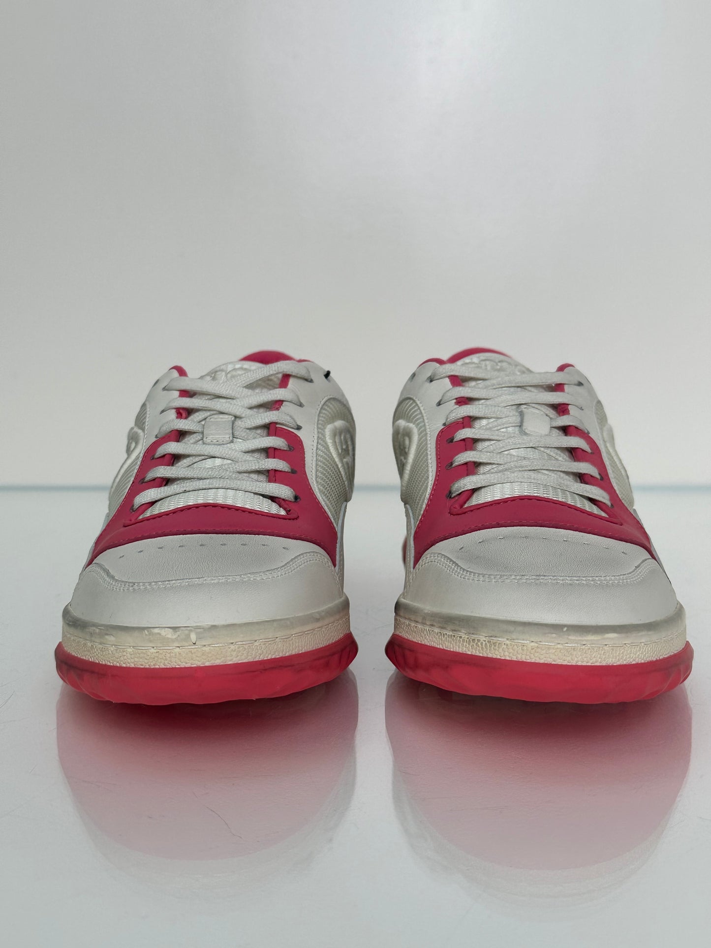 Gucci White & Pink GG Logo Sneakers, 39