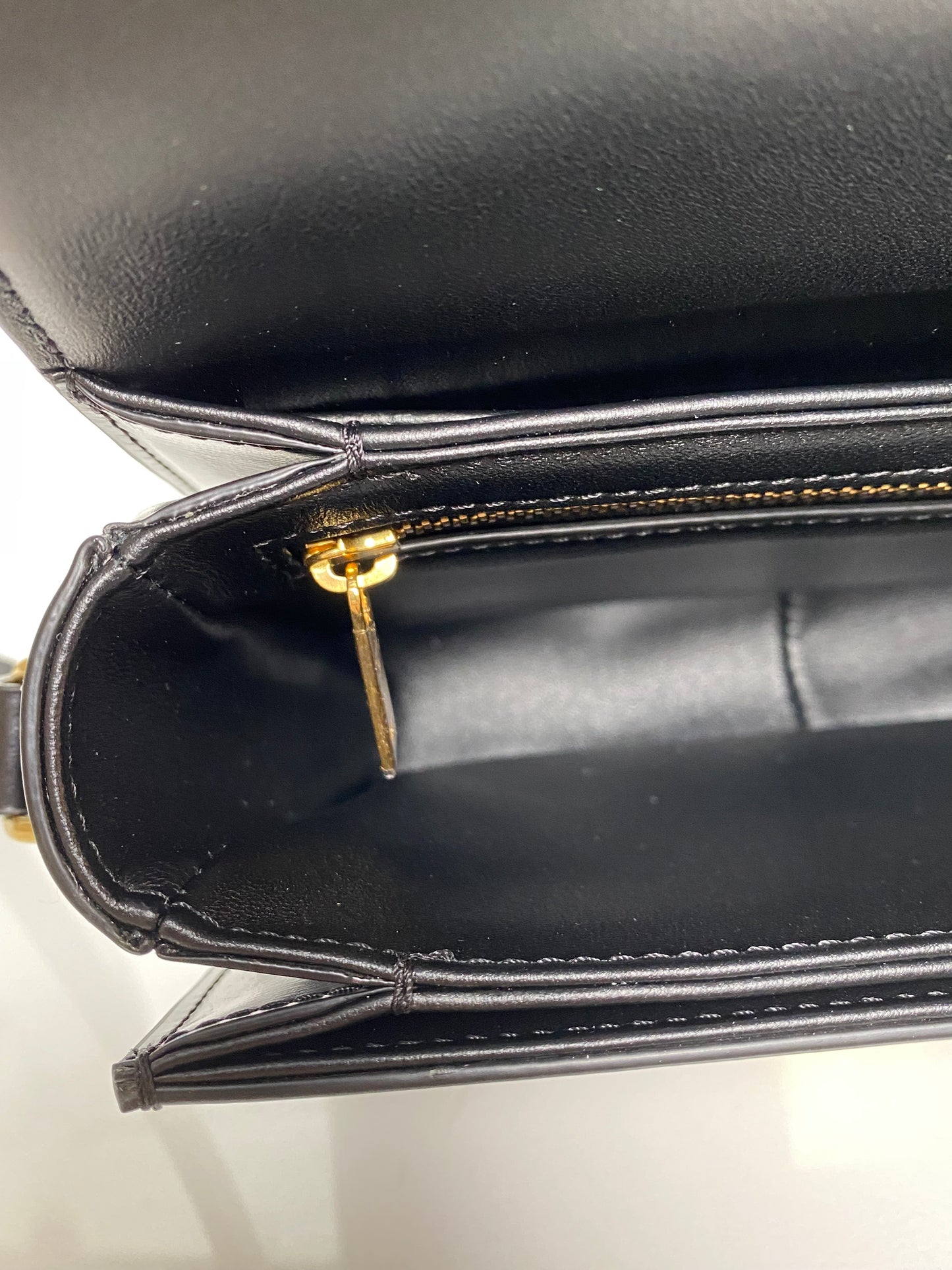 Celine Black Shiny Calfskin Teen Triomphe Bag GHW