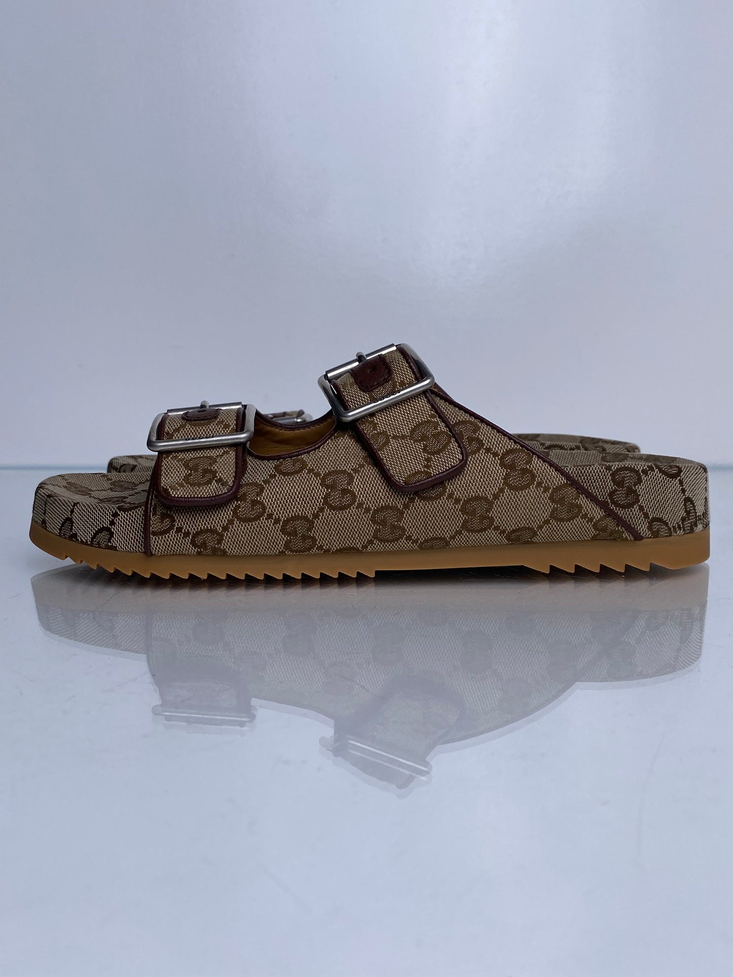 Gucci Sideline GG Canvas Slide Sandals, M7/W9.5