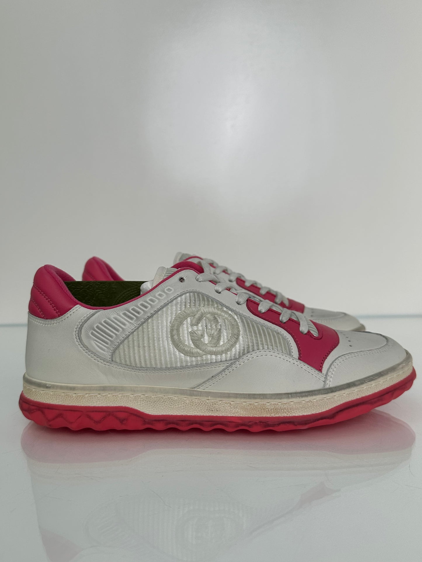 Gucci White & Pink GG Logo Sneakers, 39