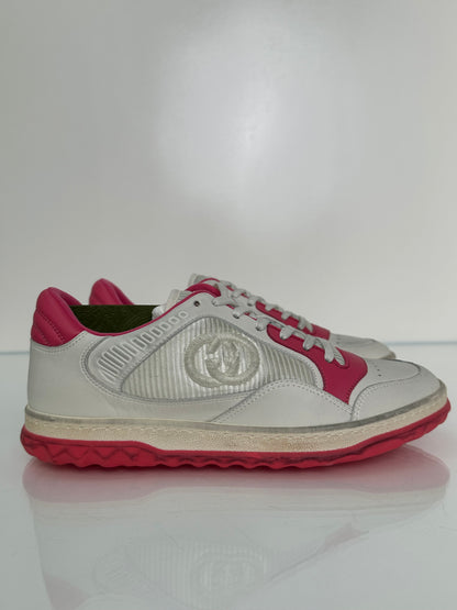 Gucci White & Pink GG Logo Sneakers, 39