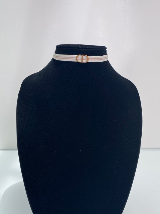 Christian Dior Pink/White CD Choker Necklace