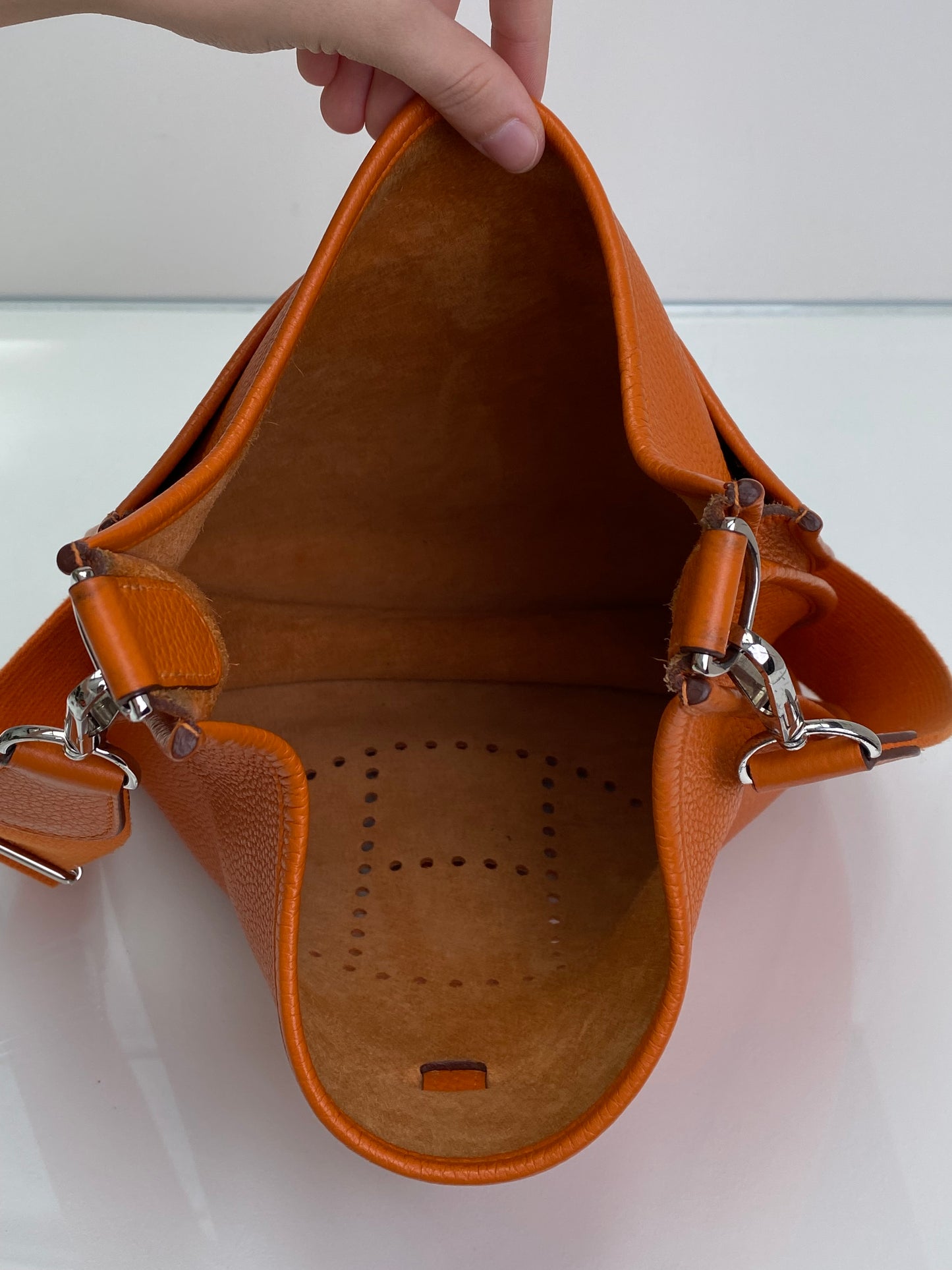 Hermes Orange Evelyne PM Clemence PHW