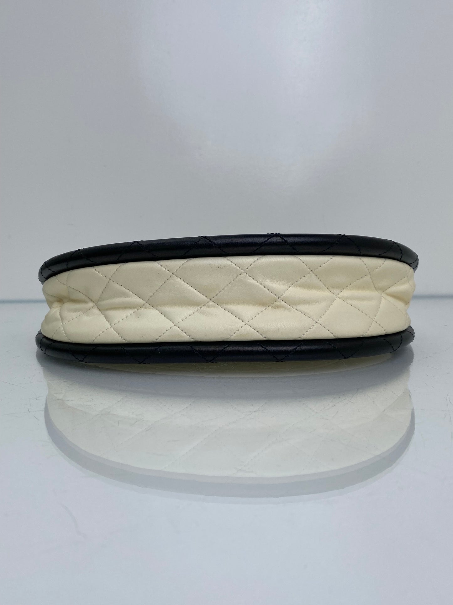 Chanel White & Black Lambskin Hula Hoop Bag SHW