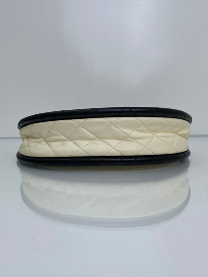 Chanel White & Black Lambskin Hula Hoop Bag SHW
