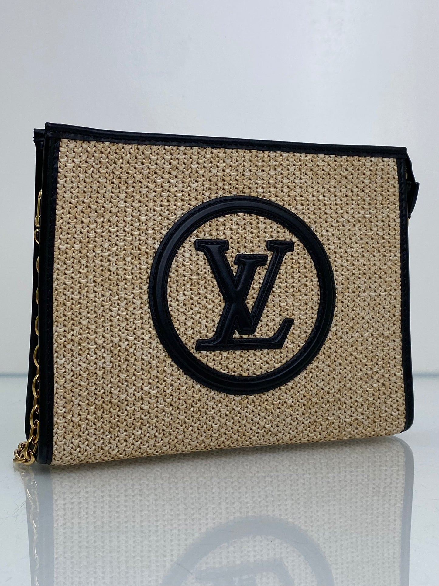 Louis Vuitton Tan & Black Raffia Toiletry Pouch On Chain GHW