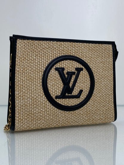 Louis Vuitton Tan & Black Raffia Toiletry Pouch On Chain GHW
