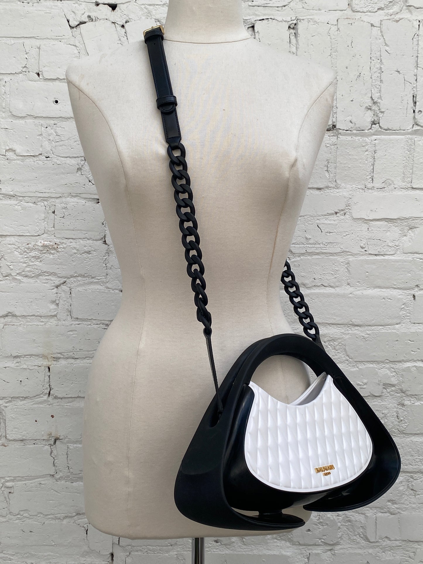 Balmain Black & White Jolie Madame Bag GHW