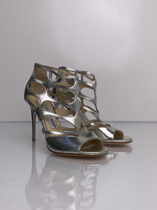 Jimmy Choo Silver Cut Out Heels, 35.5