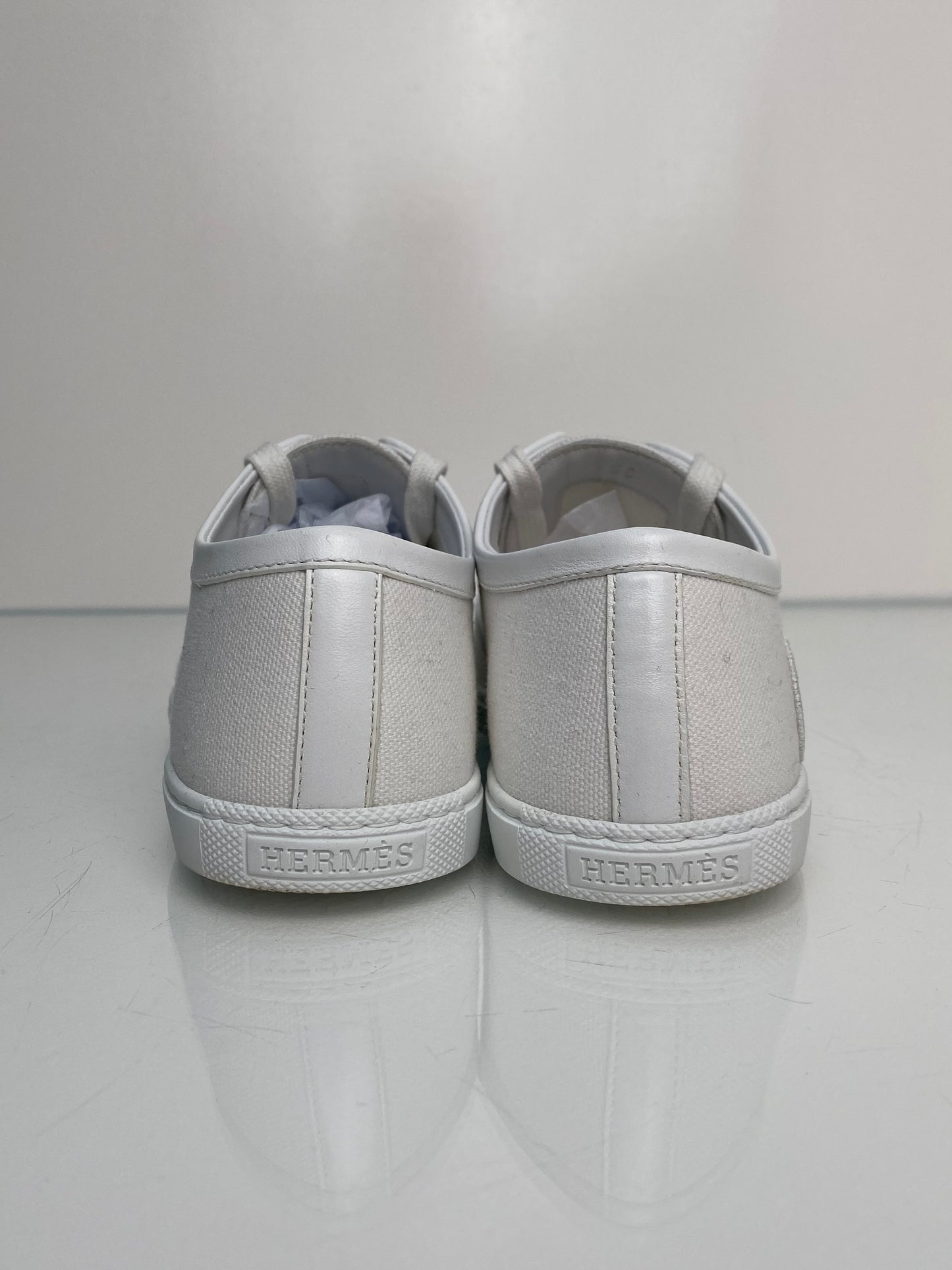 Hermes Innocent White Canvas Sneakers, 35