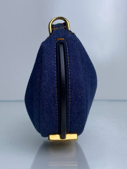 Fendi Blue Denim Fendigraphy Nano Bag / Charm GHW