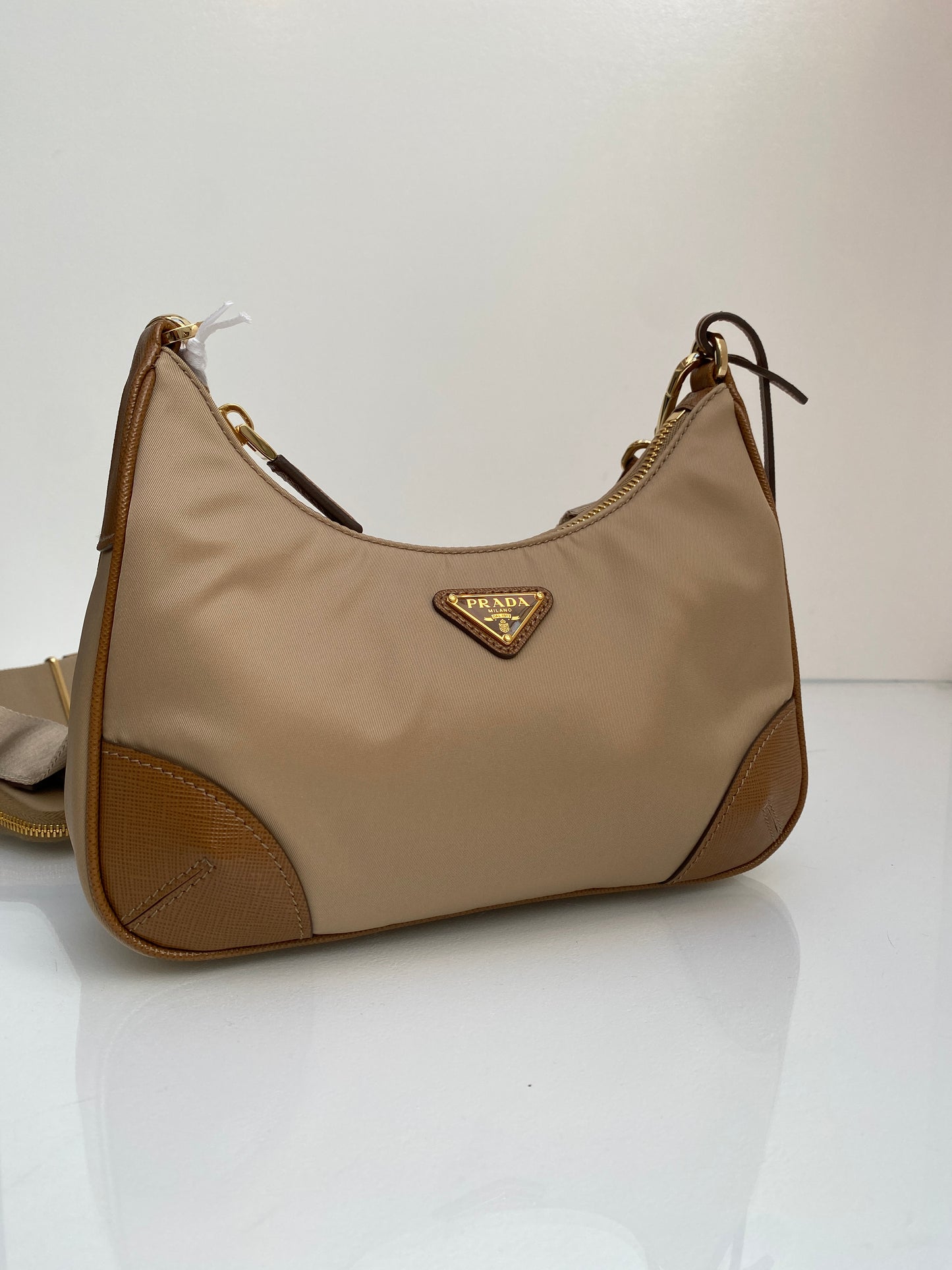 Prada Tan Re-Edition 2005 Re-Nylon & Leather Crossbody Bag