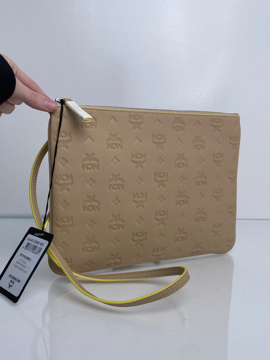 MCM Klara Beige Leather Pouch w Strap