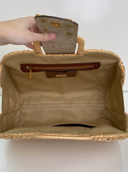 Dolce & Gabbana Tan & Brown DG Amore Wicker Handbag GHW