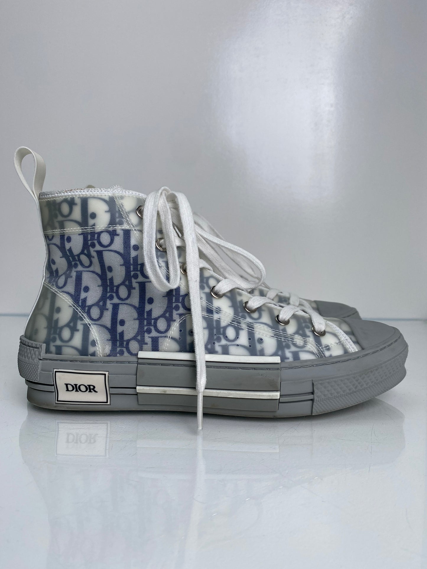 Dior Grey & White Oblique High Top Sneakers, 40
