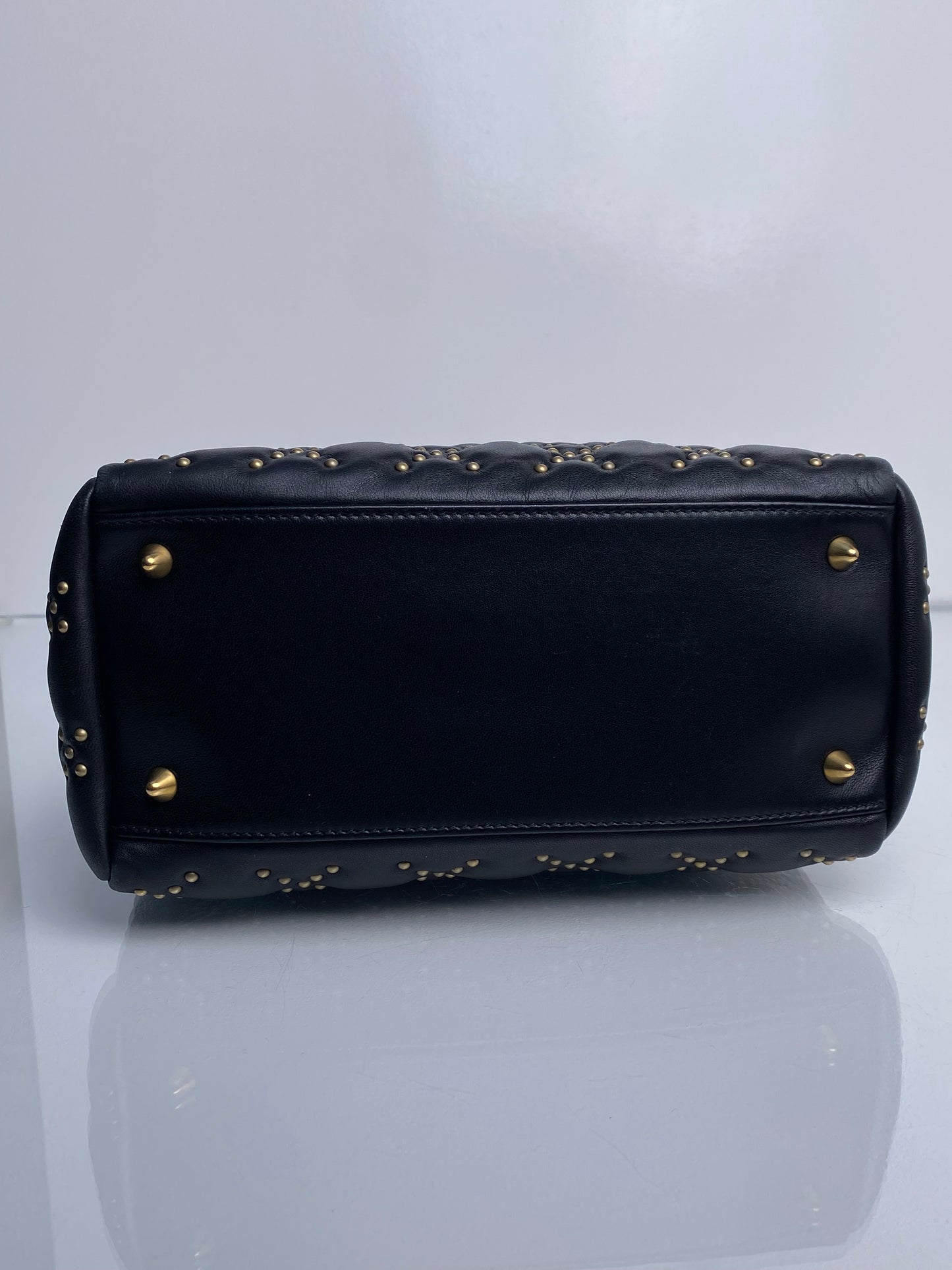 Dior Black Studded Lady Dior Medium GHW