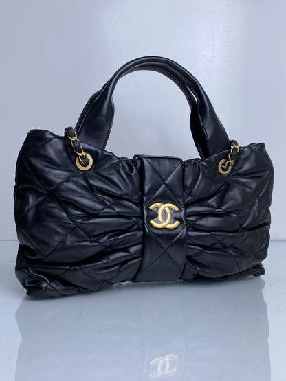 Chanel 2025 Black Lambskin Bow Bag GHW