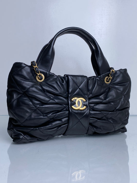 Chanel 2025 Black Lambskin Bow Bag GHW