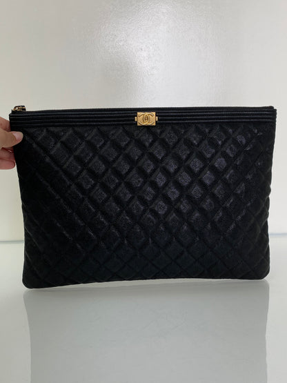 Chanel Black Boy Large O Pouch Bag GHW