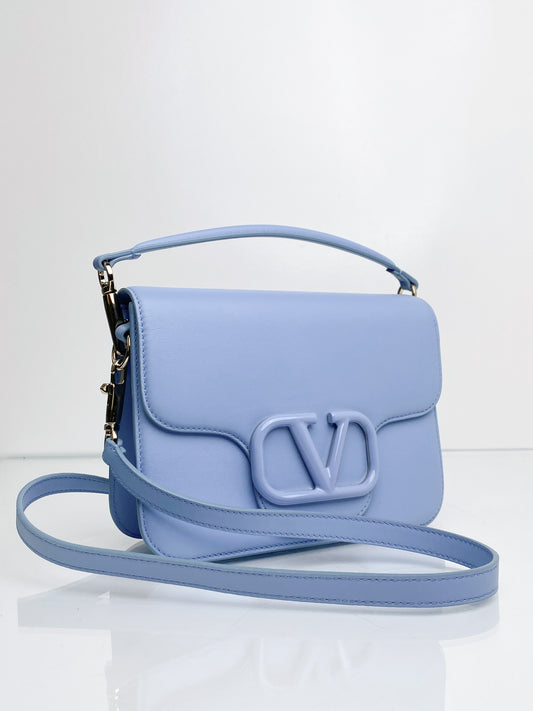 Valentino Garavani Loco Light Blue Leather Shoulder Bag GHW