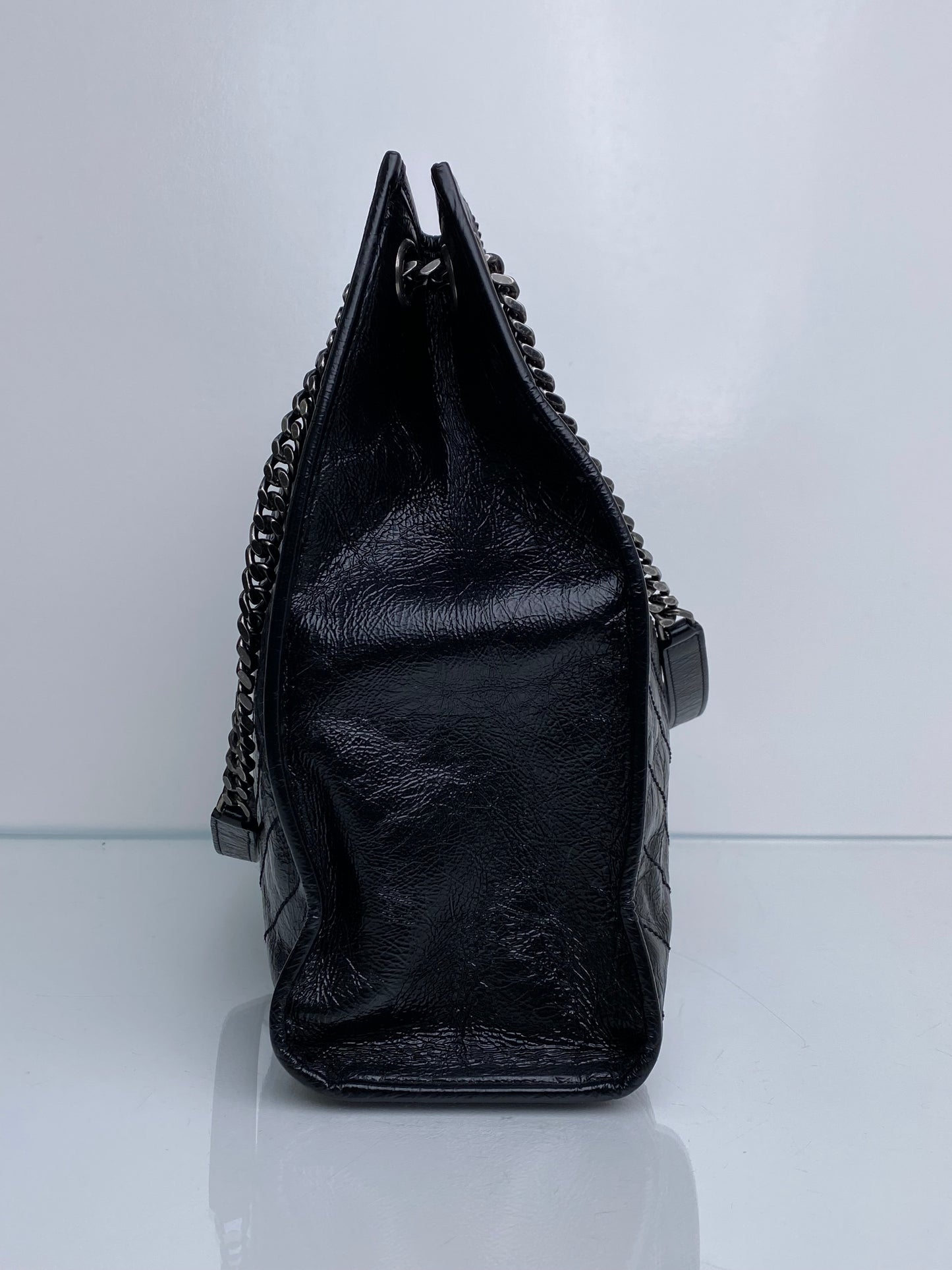 Saint Laurent Niki Shopping Tote Black Crinkle Calfskin