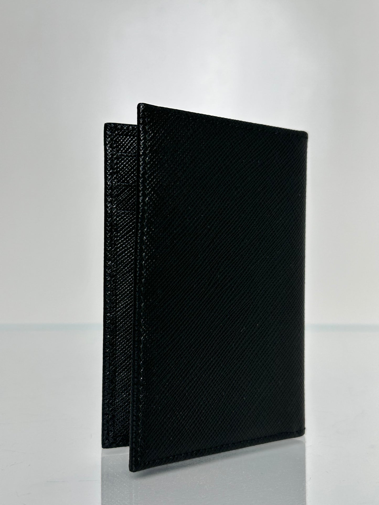 Prada Black Saffiano Slim Bifold Cardholder SHW