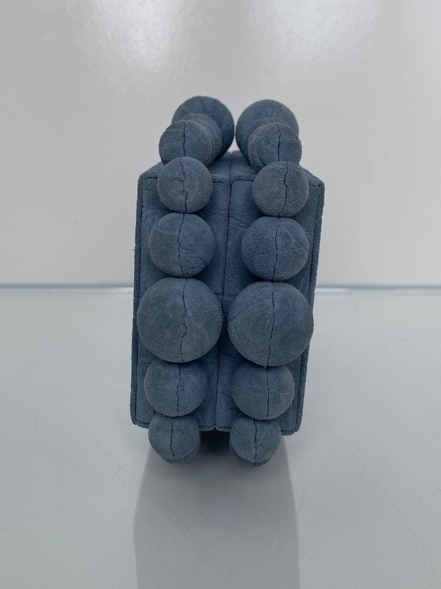 Cult Gaia Blue Croc Embossed Suede Clutch GHW