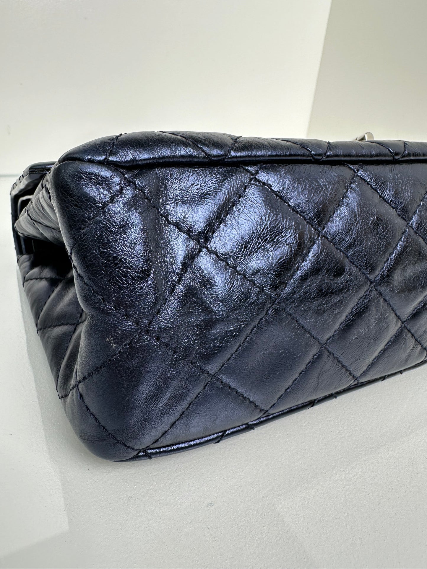 Chanel Classic Reissue 227 Blue Metallic Aged Calfskin Double Flap SHW