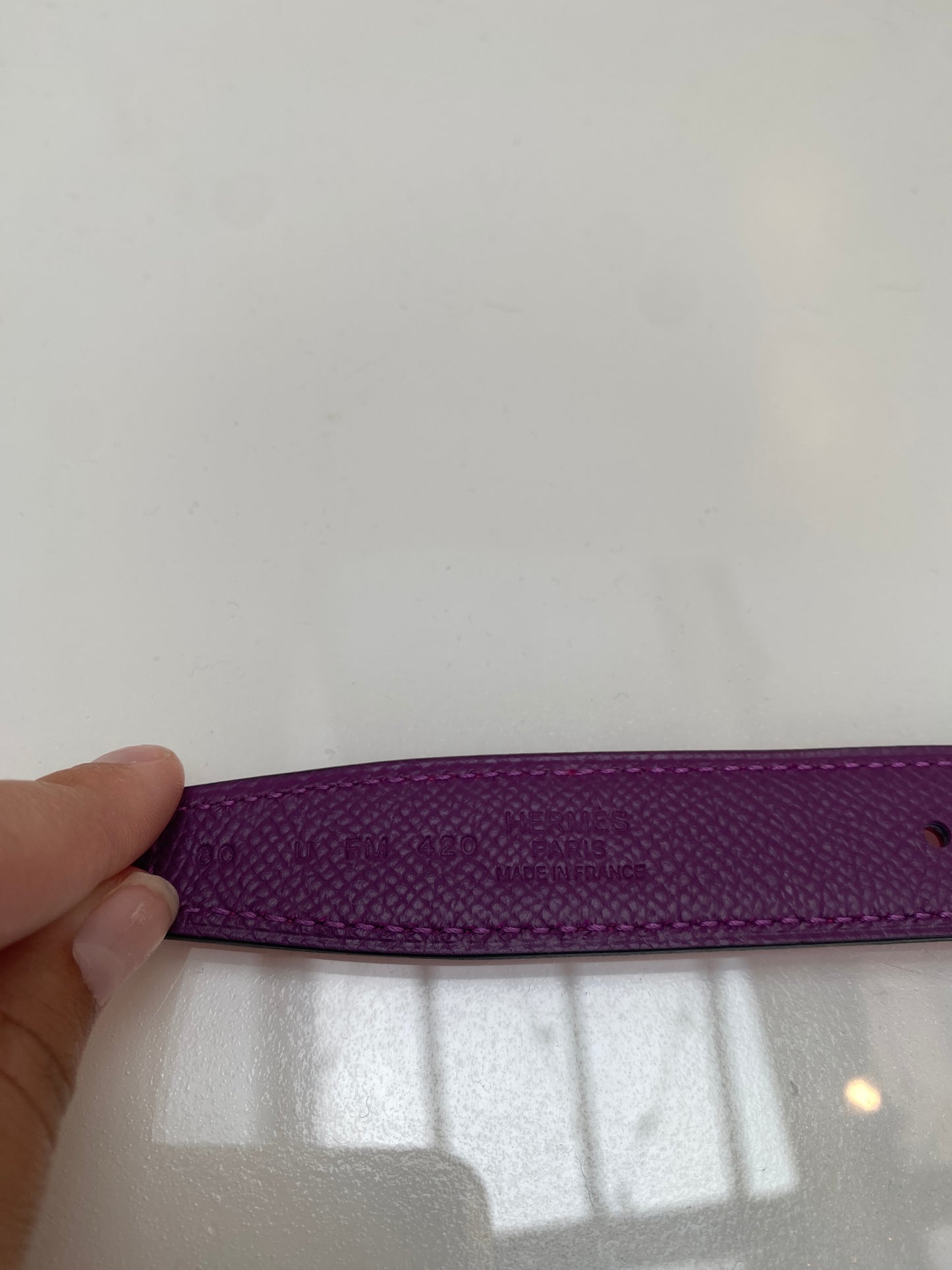 Hermes Leather Pink & Purple Reversible Belt, 80 cm