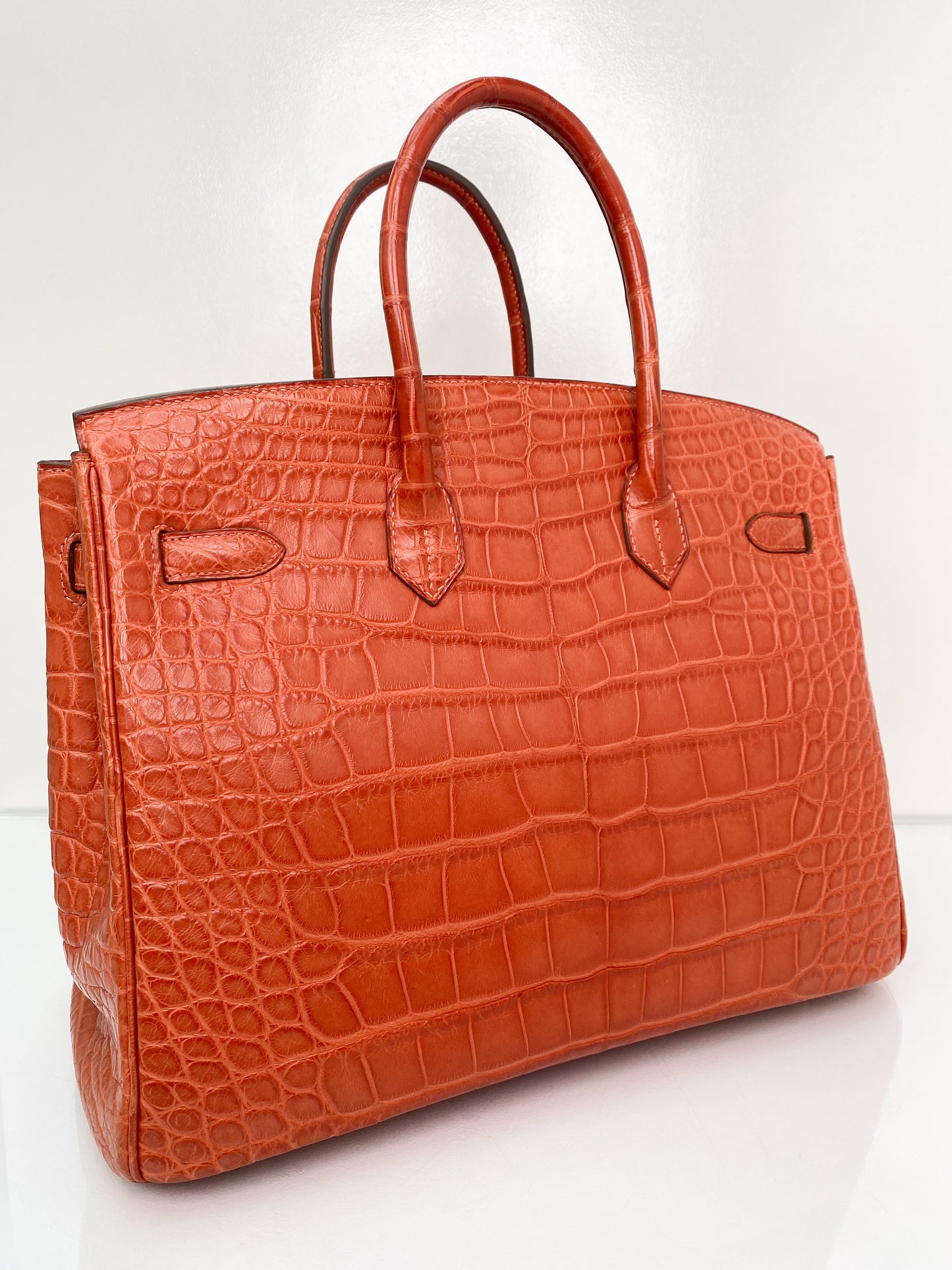 Hermes Birkin 35 Orange Matte Niloticus Croc GHW #O
