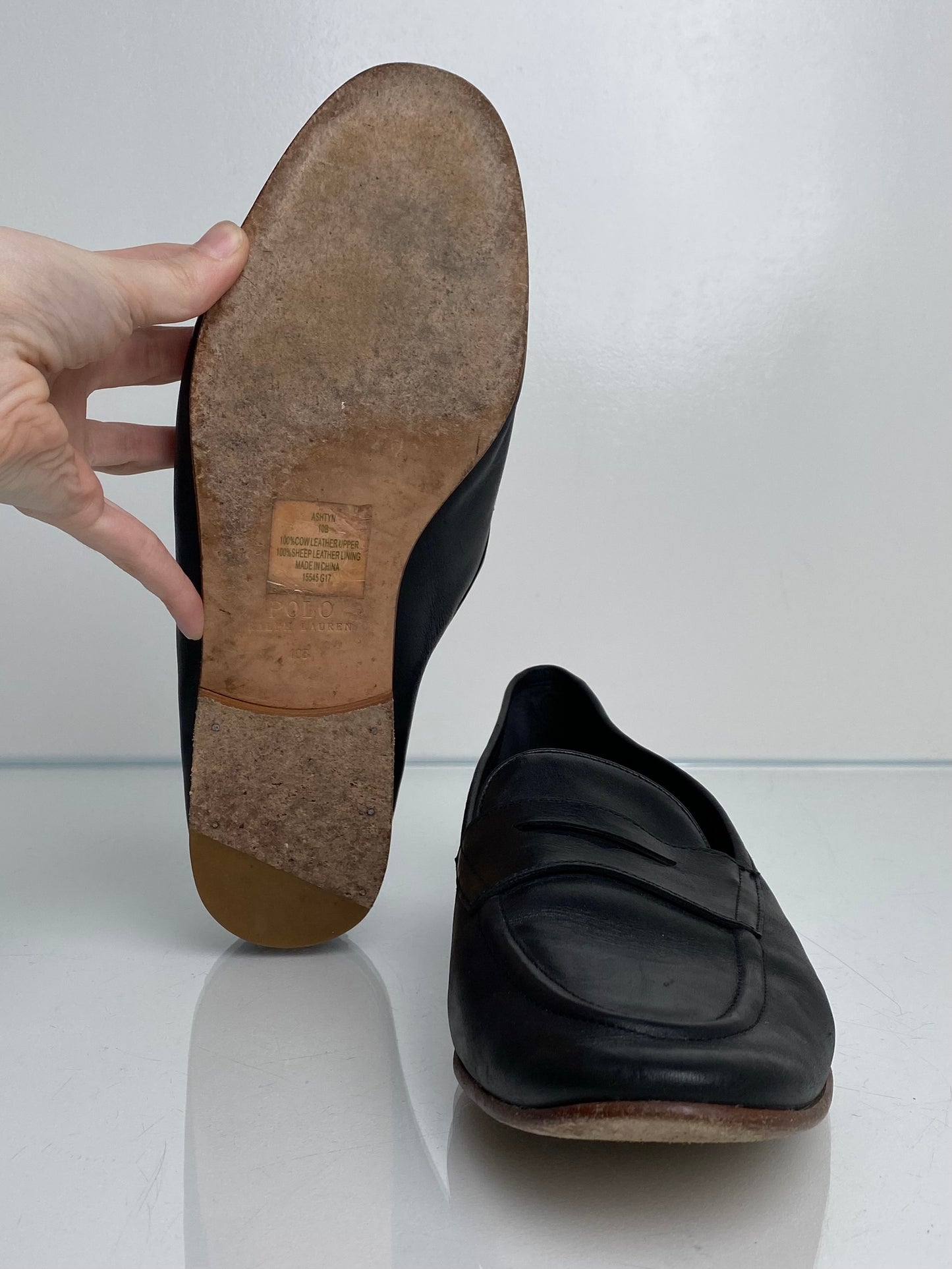 Polo Ralph Lauren Black Leather Loafers, 10