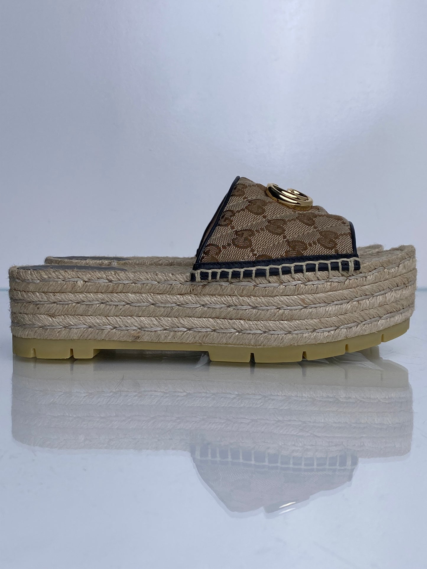 Gucci GG Supreme Marmont Platform Sandals, 38.5