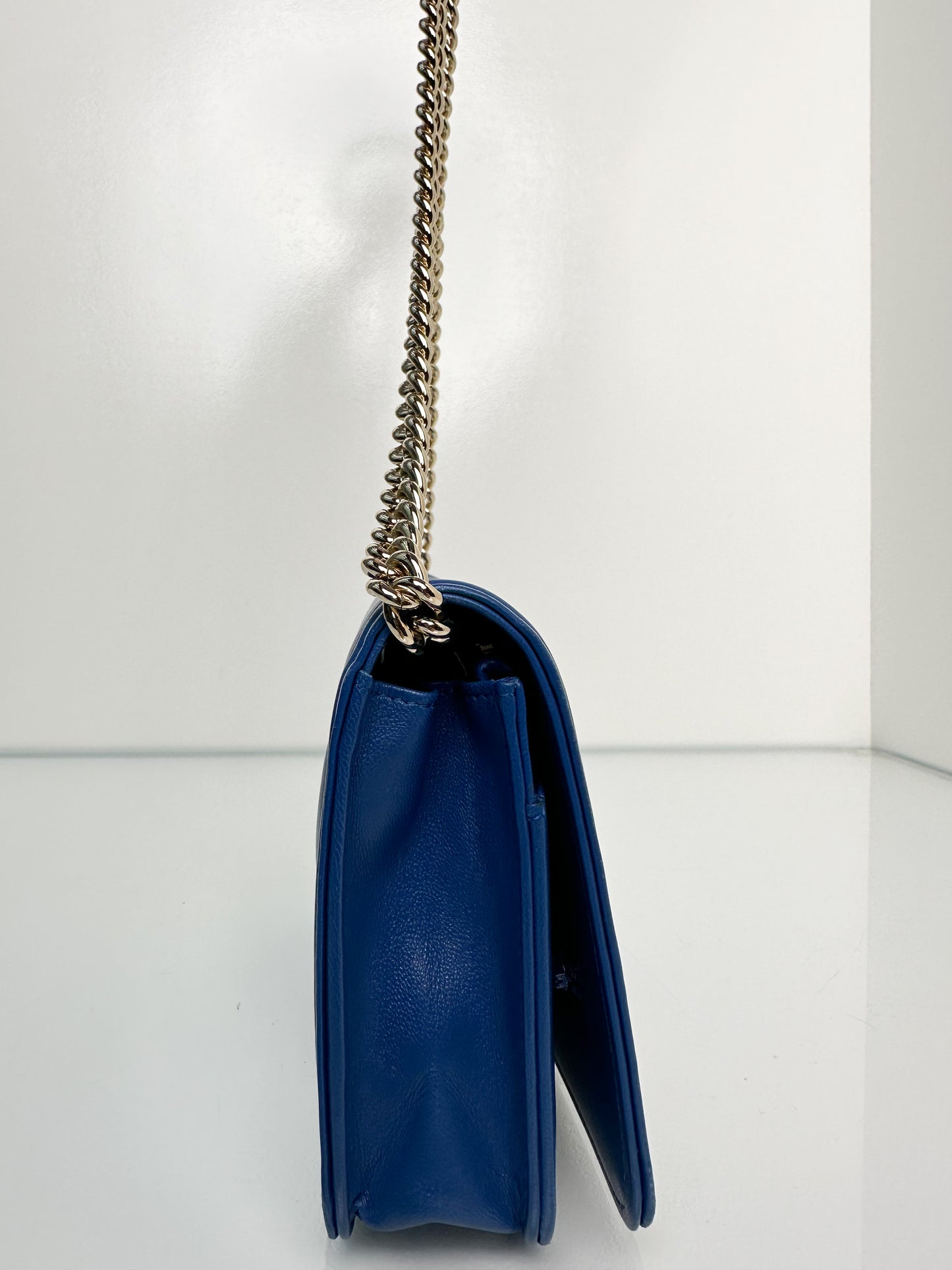 Chanel Boy Wallet on Chain Electric Blue Lambskin GHW