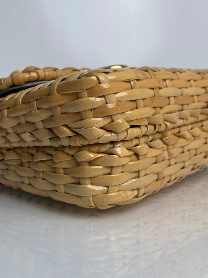 Gucci Tan GG Wicker Basket Crossbody Bag GHW