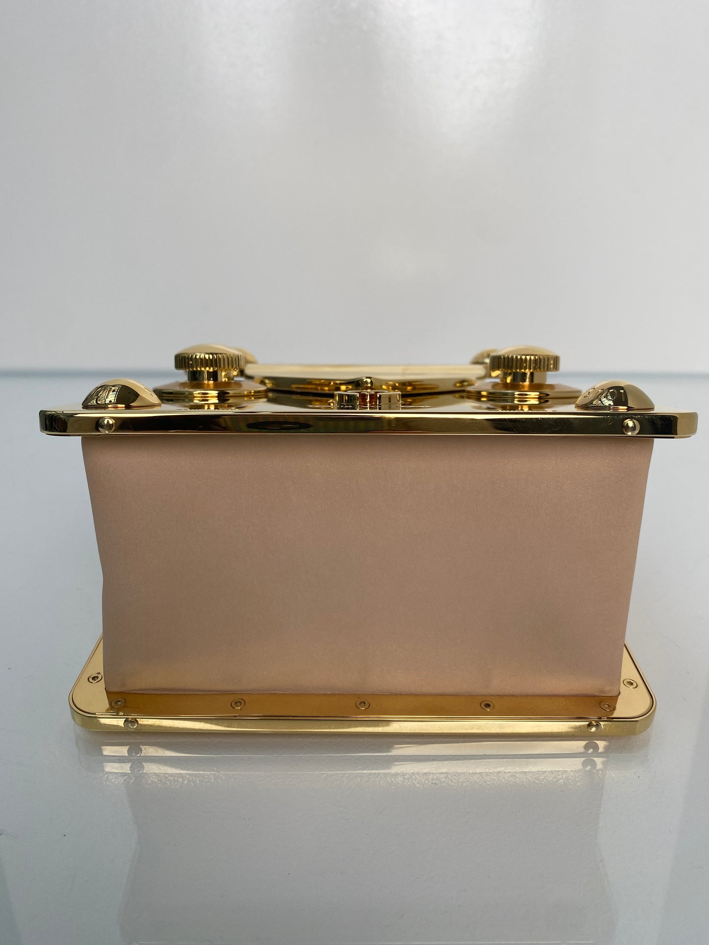 Louis Vuitton Gold Metal & Leather Fastener Bag