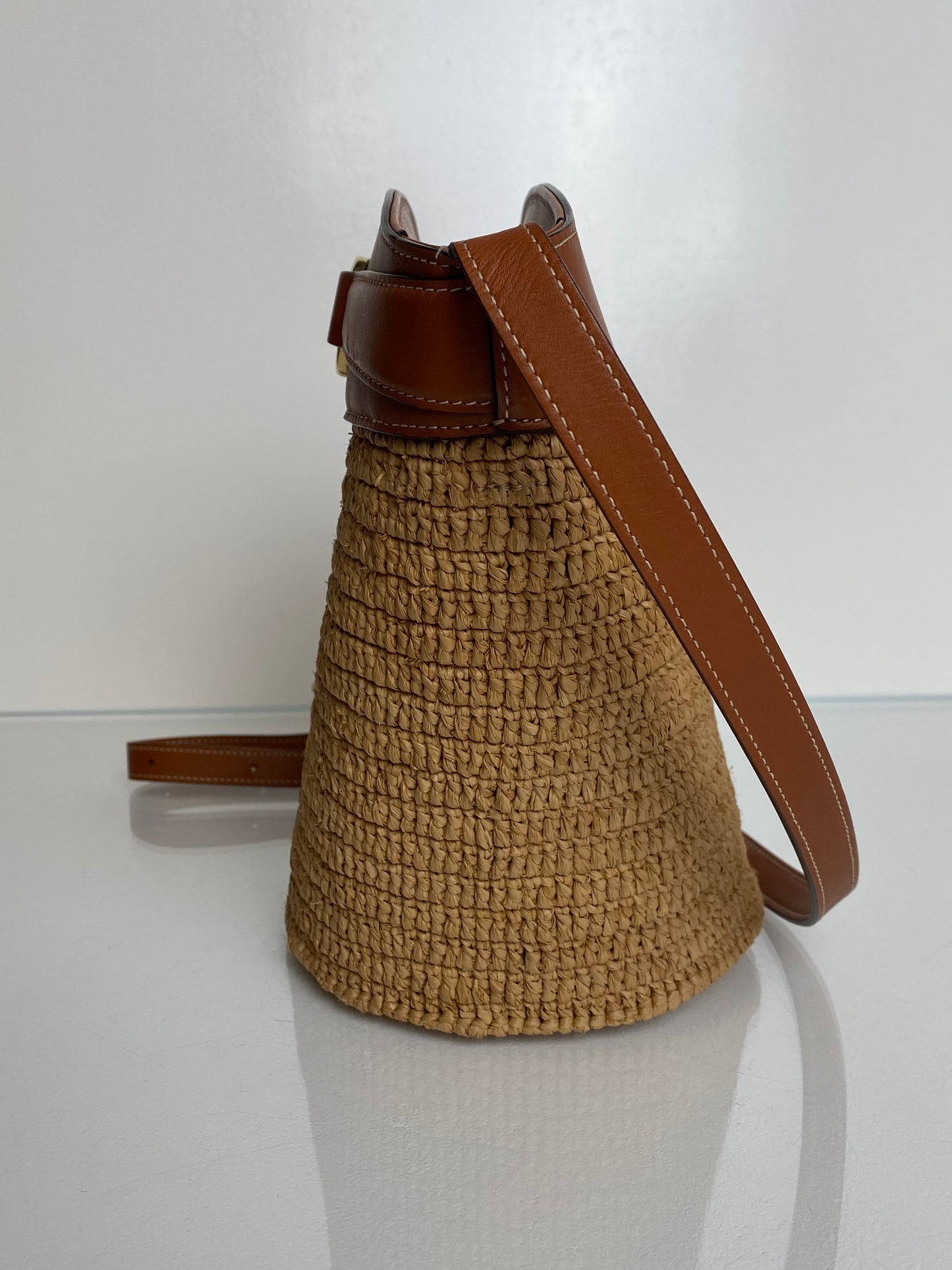 Celine Crecy Raffia Bucket Bag