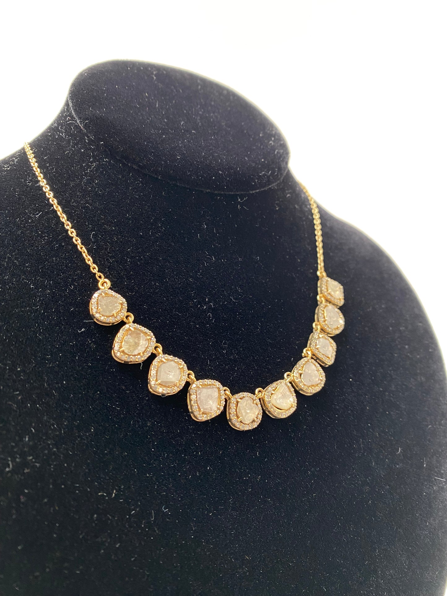 S. Carter Designs Gold and Sliced Diamond Necklace