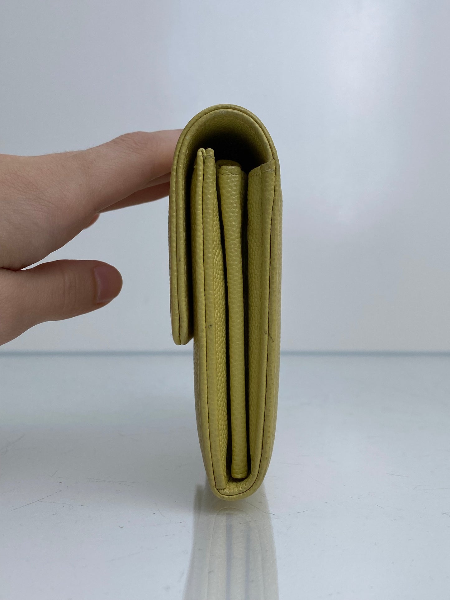 Chanel Vintage Timeless CC Yellow Cavair Wallet GHW #02