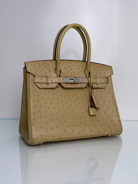 Hermes Birkin 30 Parchemin Ostrich PHW #O