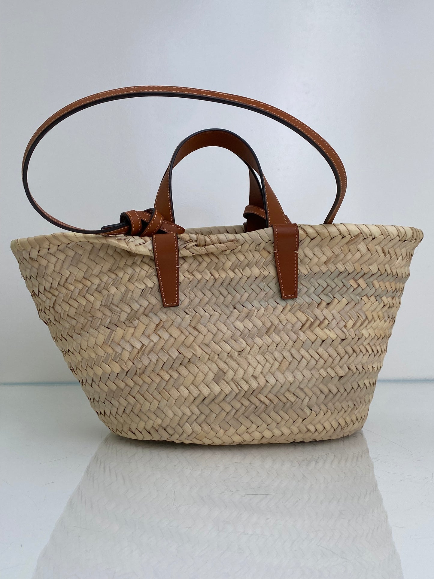 Celine Triomphe Tan & Brown Classic Panier Raffia Basket Bag