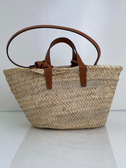 Celine Triomphe Tan & Brown Classic Panier Raffia Basket Bag